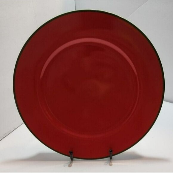 Vtg Tait Duetto Round 12.25" Platter Red with Green Trim Made in Japan - Picture 2 of 7